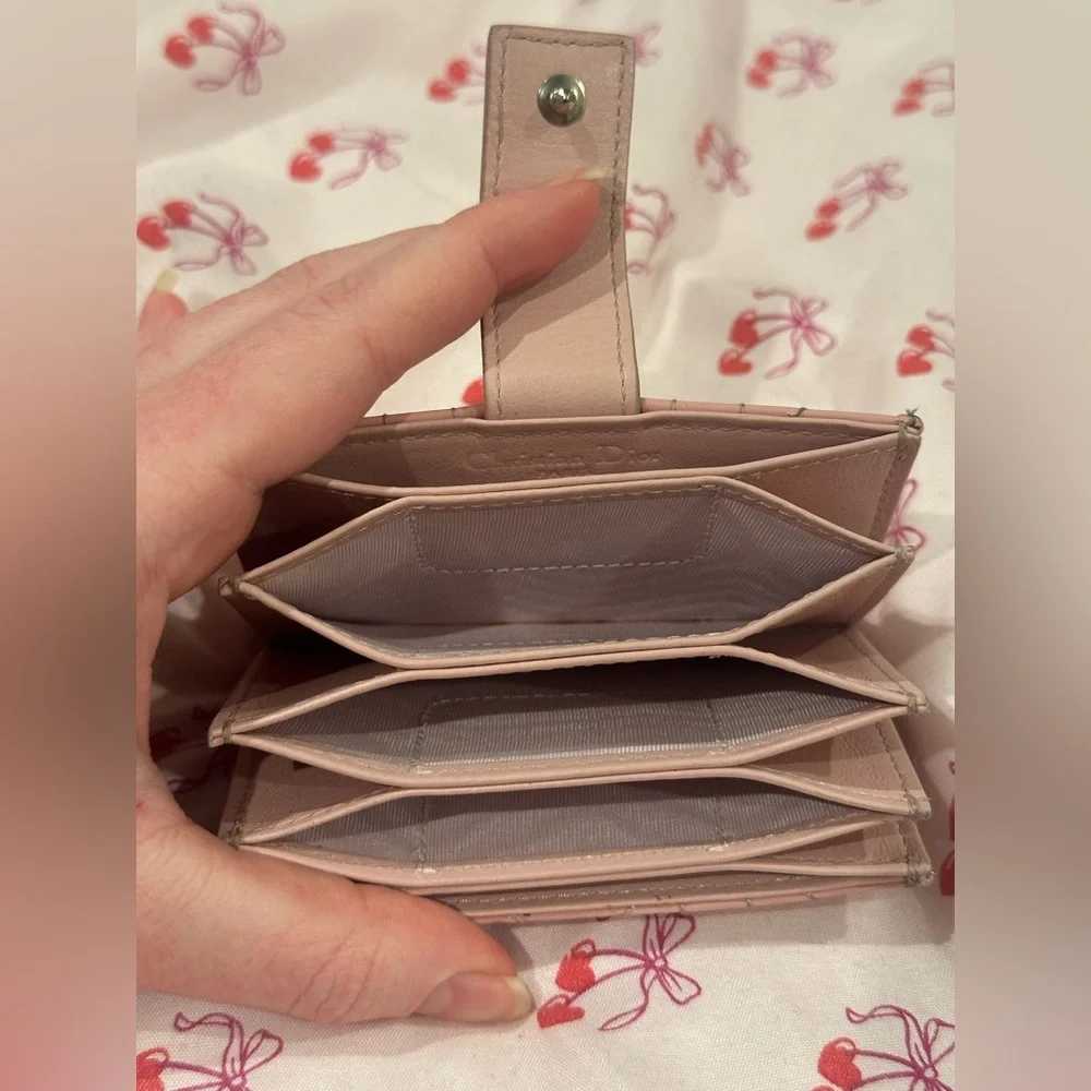 Pink Christian Dior Quilted Cardholder/Wallet